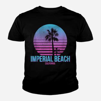 Imperial Beach California Vintage Retro Palm Tree Beach Youth T-shirt | Crazezy