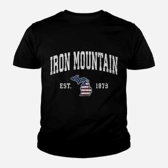 Iron Mountain Michigan Mi Vintage American Flag Design Sweatshirt Youth T-shirt | Crazezy