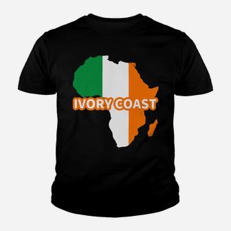 Ivory Coast Ivorians Pride Flag Map Africa Print Youth T-shirt | Crazezy