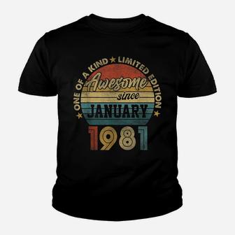 January 1981 Vintage 40 Years Old Retro 40Th Birthday Gift Youth T-shirt | Crazezy