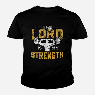 Jesus Workout The Lord Is My Strength Christian Gym Youth T-shirt | Crazezy