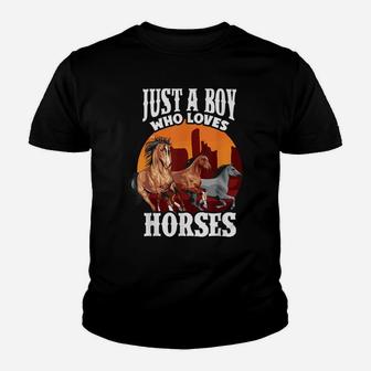Just A Boy Who Loves Horses - Men, Dads And Equestrians Youth T-shirt | Crazezy UK