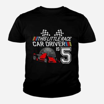 Kids 5 Year Old Race Car Birthday 5th Racing Party Gift Youth T-shirt | Crazezy CA