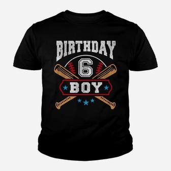 Kids 6 Years Old Boy 6th Birthday Baseball Gift Youth T-shirt | Crazezy CA