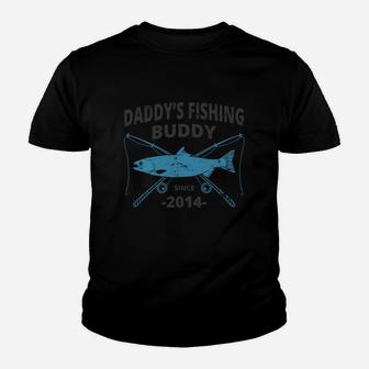 Kids Daddys Fishing Buddy Since 2014 4th Birthday Fishing Gift Youth T-shirt | Crazezy