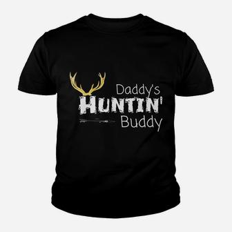 Kids Daddys Hunting Buddy Clothes Boy Girl Toddler Deer Hunter Youth T-shirt | Crazezy