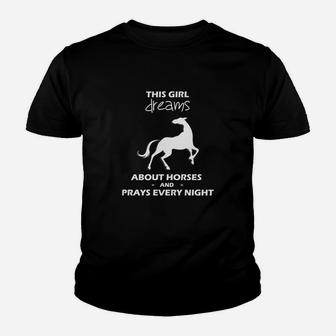 Kids This Girl Dreams Horses Parays Racing Riding Gift Youth T-shirt | Crazezy