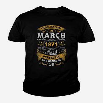Legends Born In March 1971 50Th Birthday Gift 50 Years Old Youth T-shirt | Crazezy