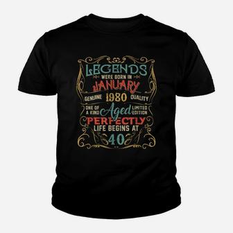 Legends Were Born In JANUARY 1980 40 Years Old Birthday Gift Youth T-shirt | Crazezy