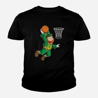 Leprechaun Basketball Dunk St Patricks Day Youth T-shirt | Crazezy