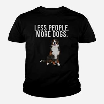 Less People More Dogs Bernese Mountain Dog Funny Introvert Youth T-shirt | Crazezy CA