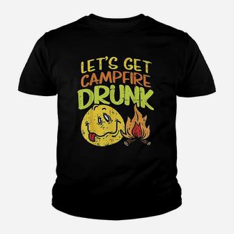 Lets Get Campfire Drunk Camping Drinking Team Camper Gift Youth T-shirt | Crazezy