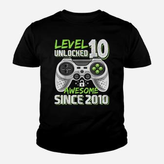 Level 10 Unlocked Awesome 2010 Video Game 10Th Birthday Gift Youth T-shirt | Crazezy
