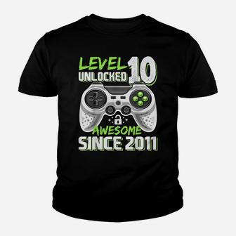 Level 10 Unlocked Awesome 2011 Video Game 10Th Birthday Gift Youth T-shirt | Crazezy