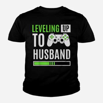 Leveling Up To Husband Gaming Gender Reveal Announcement Youth T-shirt | Crazezy