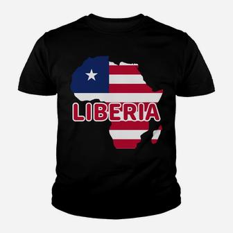 Liberia Liberian Pride Flag Map Africa Print Sweatshirt Youth T-shirt | Crazezy