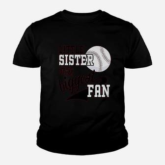 Little Sister And Biggest Fan Baseball Family Youth T-shirt | Crazezy UK