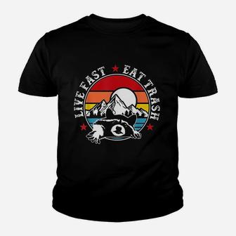 Live Fast Eat Trash Funny Raccoon Camping Youth T-shirt | Crazezy