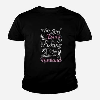 Love Husband This Girl Loves Fishing With Her Husband Youth T-shirt | Crazezy