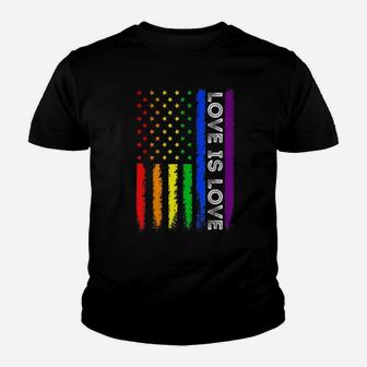Love Is Love, Gay Pride LGBTQ Rainbow Tee For Pride Month Youth T-shirt | Crazezy