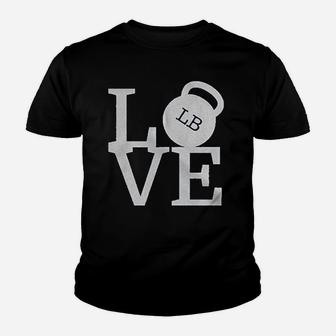 Love Weights Workout Gym Working Out Lifting Youth T-shirt | Crazezy