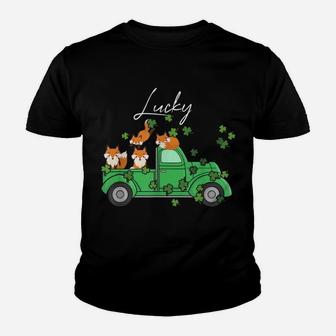 Lucky Fox Truck Happy St Patricks Day Irish Clover Gift Youth T-shirt | Crazezy AU
