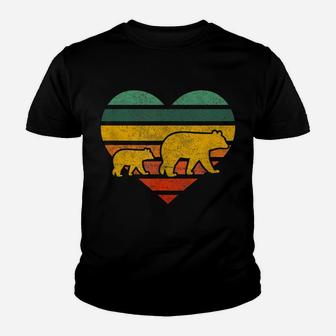 Mama Bear One Cub Shirt Retro Heart Mothers Day Gift Youth T-shirt | Crazezy CA