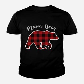 Mama Bear | Women Red Plaid Christmas Pajama Family Mom Gift Youth T-shirt | Crazezy CA