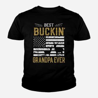 Mens Best Buckin Grandpa Ever Funny Gift Deer Hunter Cool Hunting Youth T-shirt | Crazezy