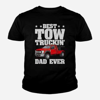 Mens Best Tow Truckin Dad Ever Tow Truck Driver Gift Distressed Youth T-shirt | Crazezy