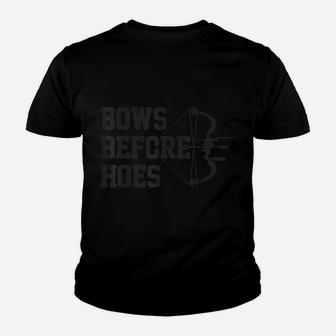 Mens Bows Before Hoes Archery Bow Hunting Funny Archer Gift Youth T-shirt | Crazezy CA