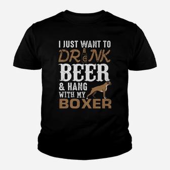 Mens Boxer Dad T Shirt Funny Father's Day Dog Lover Gift Beer Tee Youth T-shirt | Crazezy DE