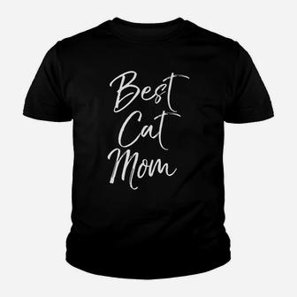 Mens Cute Mother's Day Gift For Cat Mothers Funny Best Cat Mom Youth T-shirt | Crazezy CA