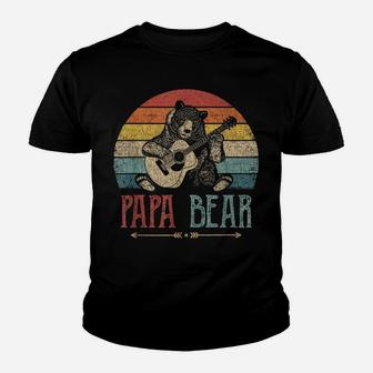 Mens Cute Papa Bear Shirt Vintage Father's Day Retro Dad Guitar Youth T-shirt | Crazezy