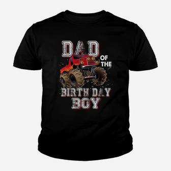 Mens Dad Of The Birthday Boy Monster Truck Birthday Youth T-shirt | Crazezy
