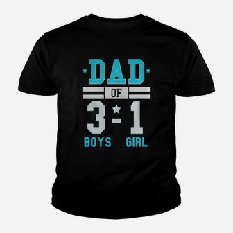 Men's Dad Of Three Boys And One Girl Football Score Style Shirt Youth T-shirt | Crazezy