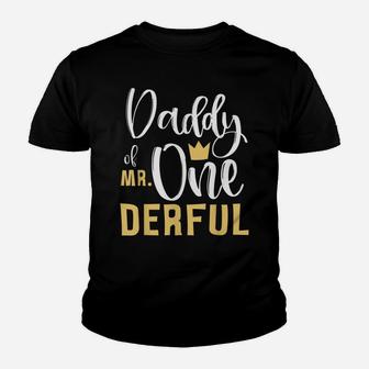 Mens Daddy Of Mr Onederful 1St Birthday First One-Derful Matching Youth T-shirt | Crazezy