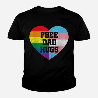 Mens Free Dad Hugs T Shirts Pride Gift Lgbt Rainbow Flag Family Youth T-shirt | Crazezy