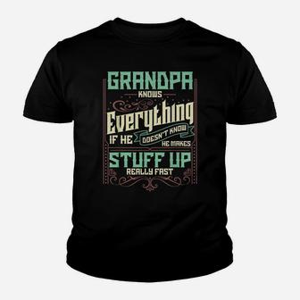 Mens Grandpa Knows Everything Funny Grandpa Christmas Gifts Youth T-shirt | Crazezy