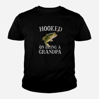 Mens Hooked On Being A Grandpa Quote Funny Fishing Mens Gift Premium Youth T-shirt | Crazezy
