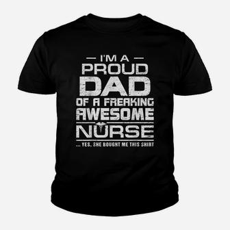 Mens I'm A Proud Dad Of A Freaking Awesome Nurse Shirt For Father Youth T-shirt | Crazezy DE