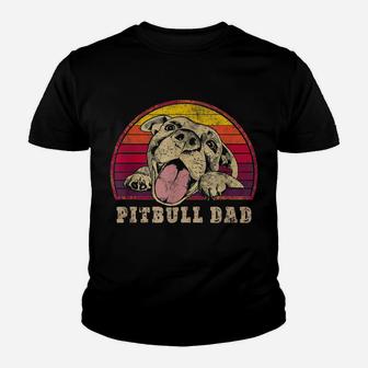Mens Pitbull Dad - Vintage Smiling Pitbull Fathers & Dog Lovers Youth T-shirt | Crazezy