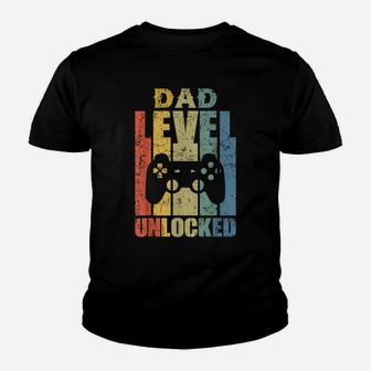 Mens Pregnancy Announcement Dad Level Unlocked Soon To Be Father Youth T-shirt | Crazezy