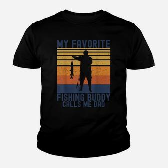 Mens Vintage My Favorite Fishing Buddy Calls Me Dad Fishing Lover Youth T-shirt | Crazezy