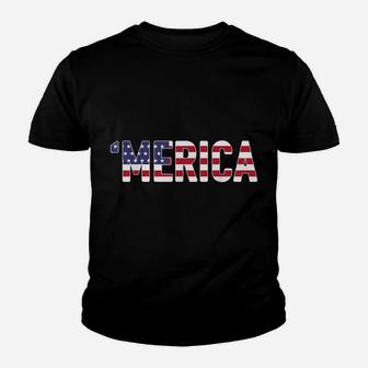 'Merica - Patriotic Flag Usa United States America Novelty Youth T-shirt | Crazezy