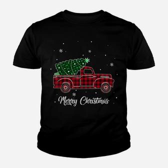 Merry Christmas Buffalo Truck Tree Red Plaid For Men Women Youth T-shirt | Crazezy