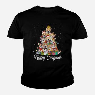 Merry Corgmas Corgi Christmas Tree Fairy Lights Dog Lover Youth T-shirt | Crazezy DE