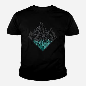 Minimal Mountains Geometry Outdoor Hiking Nature Youth T-shirt | Crazezy UK