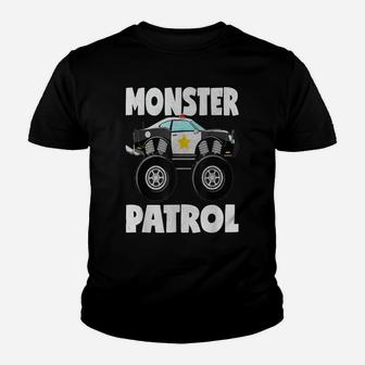 Monster Patrol Vintage Police Cop Car Monster Trucks Youth T-shirt | Crazezy