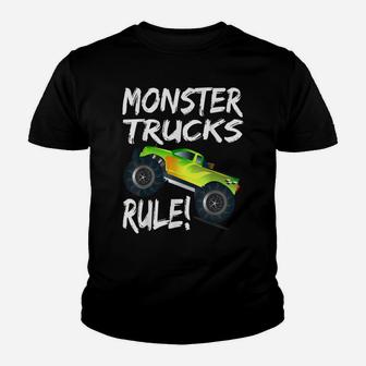 Monster Trucks Rule American Flag Racing USA Vintage Youth T-shirt | Crazezy